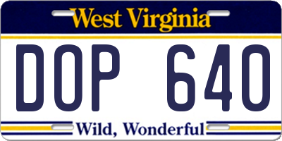 WV license plate DOP640
