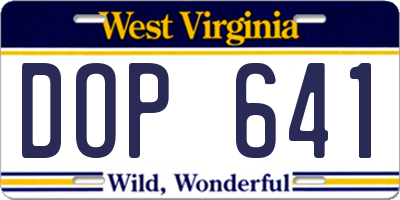 WV license plate DOP641