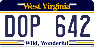 WV license plate DOP642