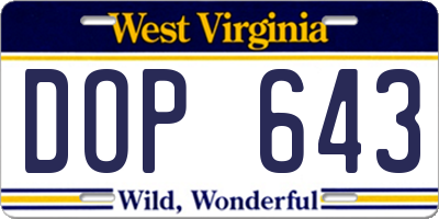 WV license plate DOP643