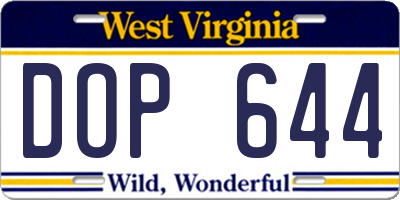 WV license plate DOP644