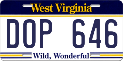 WV license plate DOP646