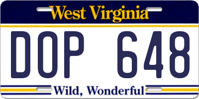 WV license plate DOP648