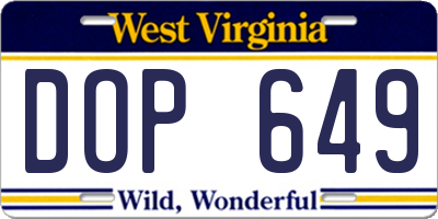 WV license plate DOP649