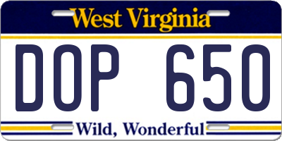 WV license plate DOP650