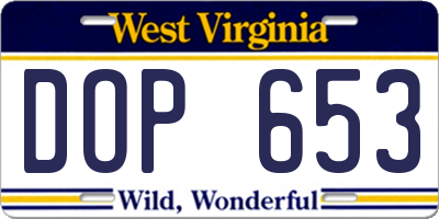 WV license plate DOP653