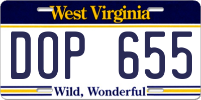 WV license plate DOP655