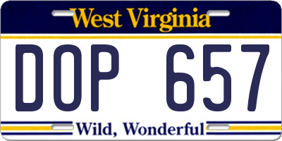WV license plate DOP657