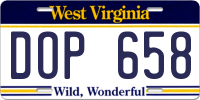 WV license plate DOP658