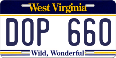 WV license plate DOP660