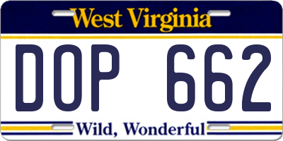 WV license plate DOP662