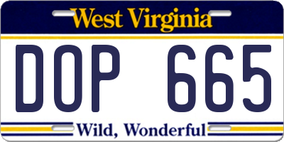 WV license plate DOP665