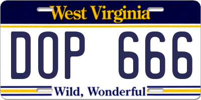 WV license plate DOP666