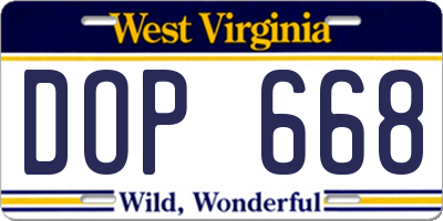 WV license plate DOP668
