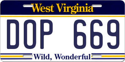 WV license plate DOP669