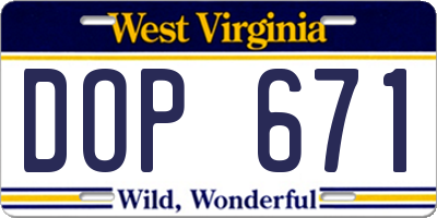WV license plate DOP671