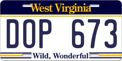 WV license plate DOP673