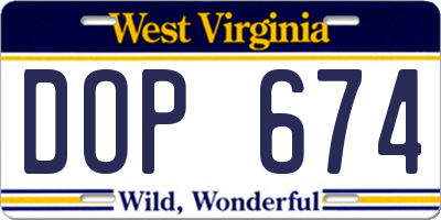 WV license plate DOP674