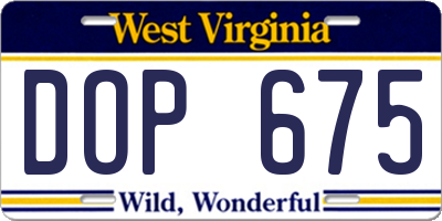 WV license plate DOP675