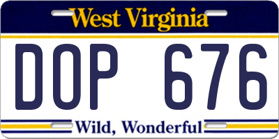 WV license plate DOP676