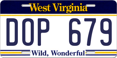 WV license plate DOP679