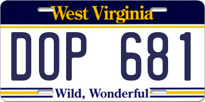 WV license plate DOP681