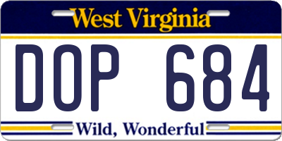 WV license plate DOP684