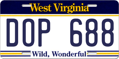 WV license plate DOP688