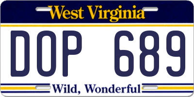 WV license plate DOP689