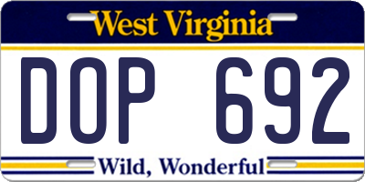 WV license plate DOP692