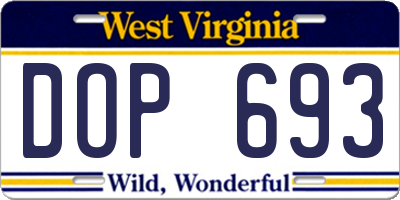 WV license plate DOP693