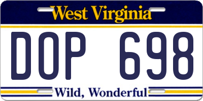 WV license plate DOP698