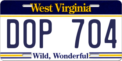 WV license plate DOP704
