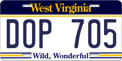 WV license plate DOP705