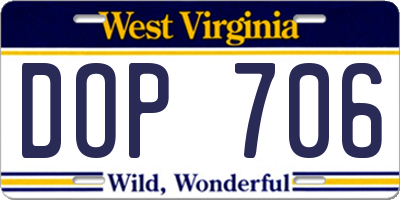 WV license plate DOP706