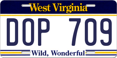 WV license plate DOP709