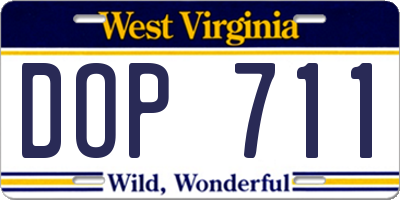 WV license plate DOP711