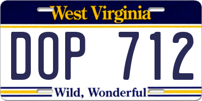 WV license plate DOP712