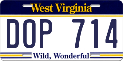 WV license plate DOP714