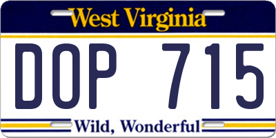 WV license plate DOP715