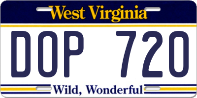 WV license plate DOP720