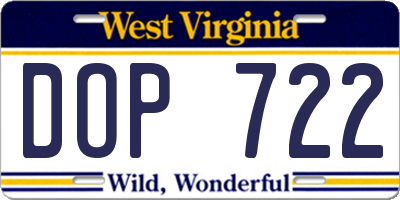 WV license plate DOP722