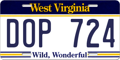 WV license plate DOP724