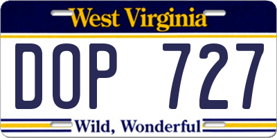 WV license plate DOP727