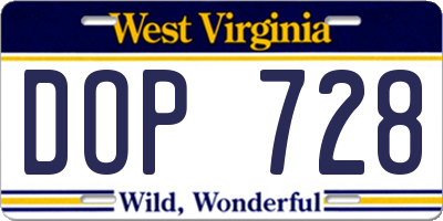 WV license plate DOP728