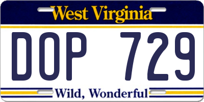 WV license plate DOP729