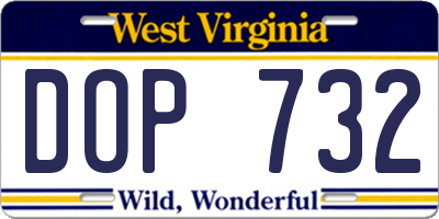 WV license plate DOP732
