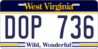 WV license plate DOP736