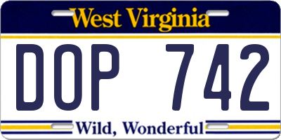 WV license plate DOP742