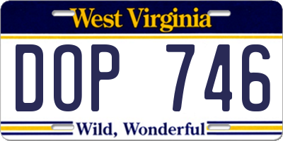WV license plate DOP746
